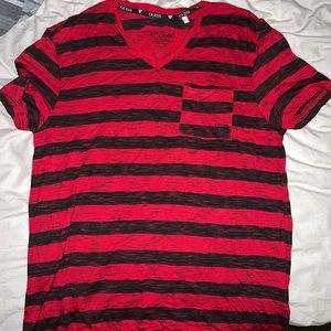 Guess Striped V Neck T Shirt